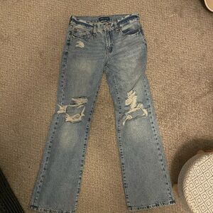 Aeropostale Light Blue Distressed Straight Leg Jeans